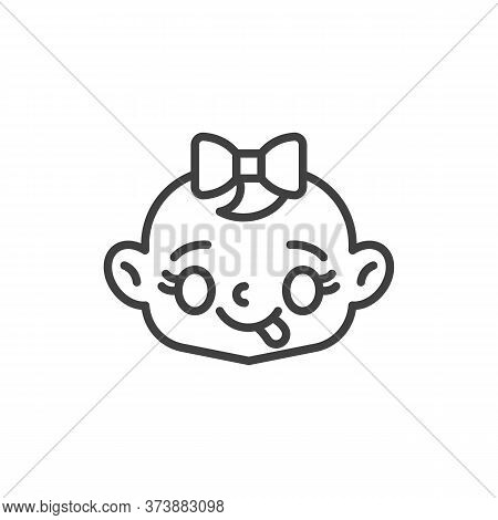 Baby Face Savoring Food Line Icon. Linear Style Sign For Mobile Concept And Web Design. Baby Girl St