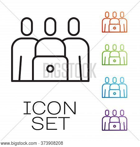 Black Line Online Class Icon Isolated On White Background. Online Education Concept. Set Icons Color