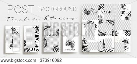 Design backgrounds for social media banner.Set of instagram stories and post frame templates.Vector cover. Mockup for personal blog or shop.Layout for promotion.Endless square puzzle.