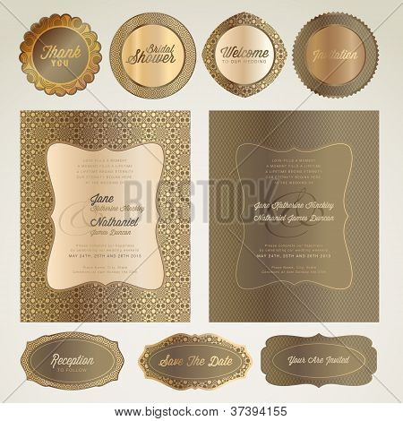 Sada svatební pozvánky a prvků