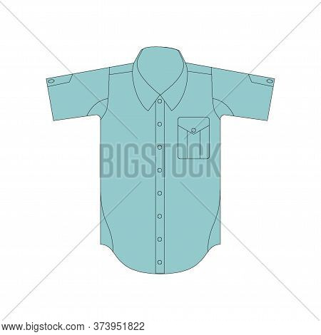 Light Blue Shirt With Short Sleeves Isolated On A White Background