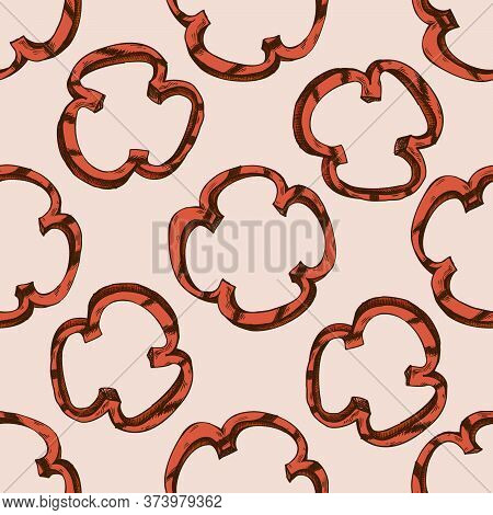 Seamless Pattern With Hand Drawn Colored Grilled Bell Pepper Stock Illustration