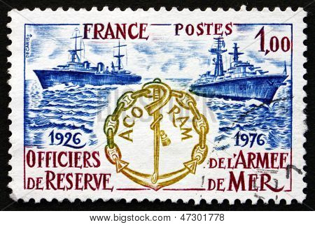 Francobolli Francia 1976 cacciatorpediniere, emblema di associazione