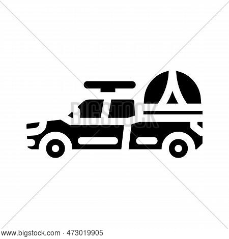 Car Tourist Tent Vacation Glyph Icon Vector. Car Tourist Tent Vacation Sign. Isolated Symbol Illustr