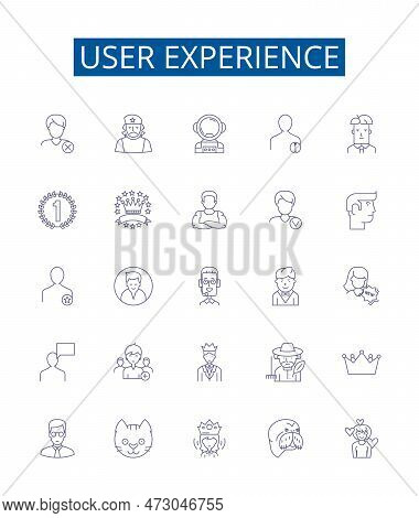 User Experience Line Icons Signs Set. Design Collection Of Usability, Engagement, Design, Interactio