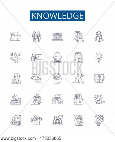 Knowledge Line Icons Signs Set. Design Collection Of Understand, Learn, Wisdom, Realize, Insight, Co