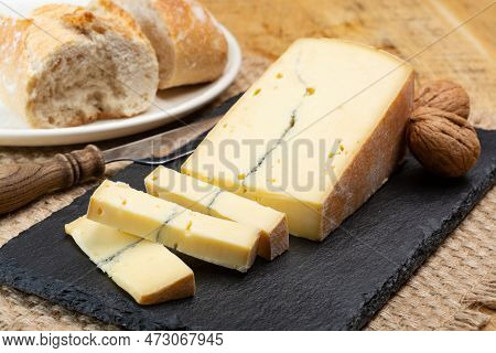 Cheese Collection, French Morbier Semi-soft Cow Milk Cheese With Black Mold Layer