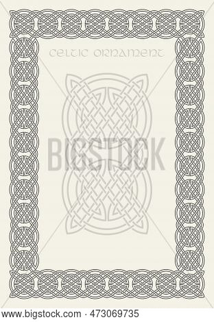 Celtic Knot Braided Frame Border Ornament. Rectange Size.