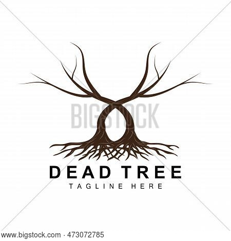 Tree Logo Design, Dead Tree Illustration, Wild Tree Cutting, Global Warming Vector, Earth Drought, P
