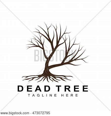 Tree Logo Design, Dead Tree Illustration, Wild Tree Cutting, Global Warming Vector, Earth Drought, P