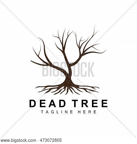 Tree Logo Design, Dead Tree Illustration, Wild Tree Cutting, Global Warming Vector, Earth Drought, P