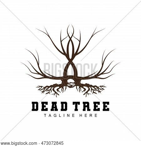 Tree Logo Design, Dead Tree Illustration, Wild Tree Cutting, Global Warming Vector, Earth Drought, P