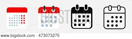 Set Of Calendar Icons In Filled Line Style Vector Graphics Eps10