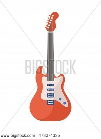 Electric Guitar Concept. Musical Traditional Stringed Instrument For Playing Rock Music. Overdrive A