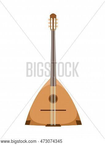 Brown Dombra Concept. Traditional Stringed Instrument For Playing Melodies And Songs. Poster Or Bann