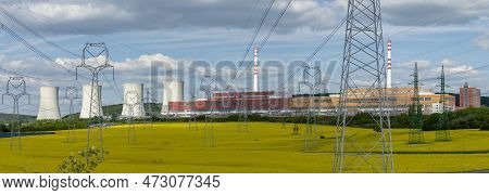 Panoramic View Of Nuclear Power Plant Mochovce. Slovakia.