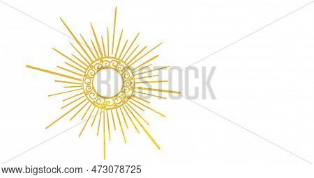 Sun moom star ray starry night illustration elements blue and gold beautiful art hand drawing