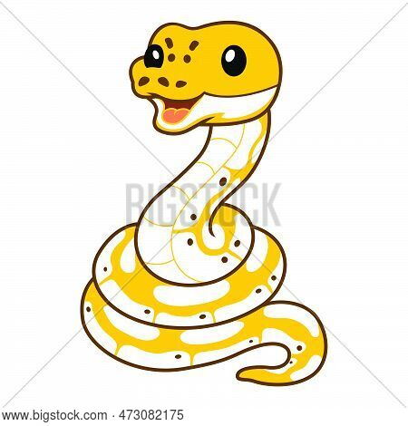 Vector Illustration Of Cute Pastel Ivory Ball Python Cartoon