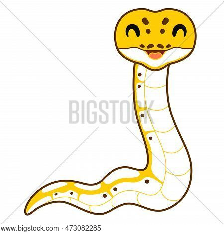 Vector Illustration Of Cute Pastel Ivory Ball Python Cartoon