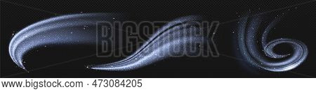 Cold Wind Snow Swirl Vector Air Effect On Transparent Background. White Winter Frost Wave Flow Png. 