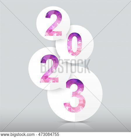 Happy New Year 2022 Vector Background. Polygon Number Text On Paper Bubble.
