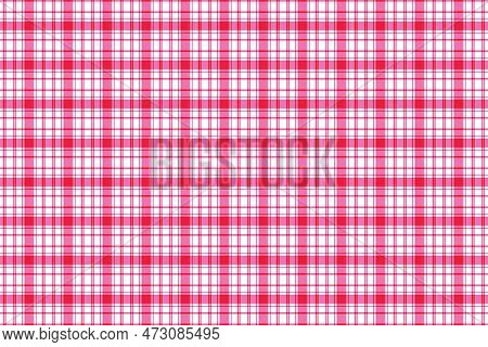 Seamless Tartan Pattern With White And Red Stripes For Shirts Or Bed Sheets. Endless Gingham Plaid P
