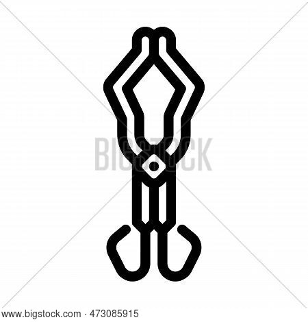Crucible Tongs Chemical Glassware Lab Line Icon Vector. Crucible Tongs Chemical Glassware Lab Sign. 