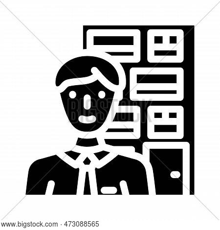 Facilities Manager Repair Worker Glyph Icon Vector. Facilities Manager Repair Worker Sign. Isolated 