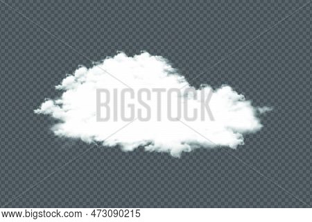 A Realistic Cloud Floating On A Transparent Background. White Cloud Vector On Dark Background For Th