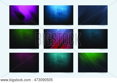 Futuristic Background Bundle Decoration With Colorful Abstract Shapes. Modern Backdrop Texture Set D