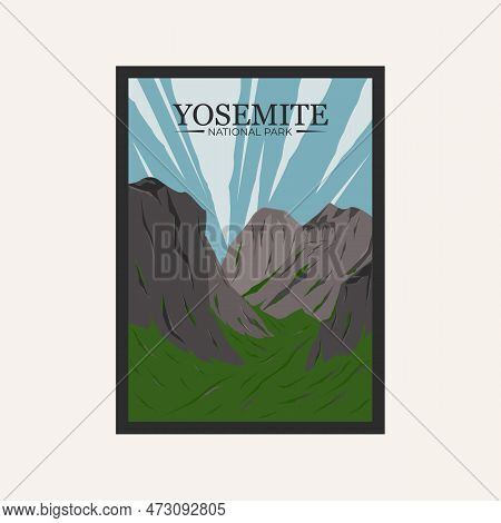 Yosemite National Park Poster Background Art Vector Design Illustration