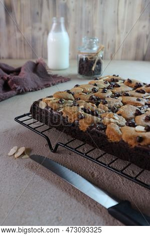 Hot Brownies Are Ready To Be Cut