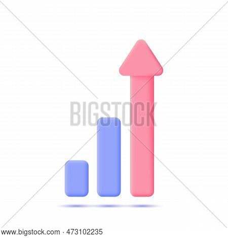 Grow Chart, Graph Of Profit Growth, Income, Investment. Realistic 3d Design In Plastic Cartoon Style