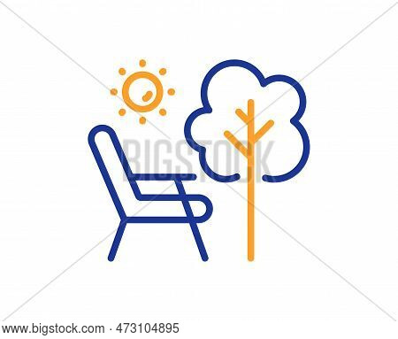 Deckchair Line Icon. Chair Furniture Sign. Camping Chair Symbol. Colorful Thin Line Outline Concept.
