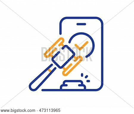 Auction Line Icon. Bid Offer Sign. Act Hammer Deal Symbol. Colorful Thin Line Outline Concept. Linea