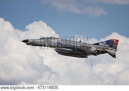 Konya, Turkiye - June 30, 2022: Turkish Air Force Mcdonnell Douglas F-4e Phantom Ii (4997) Flying Ov