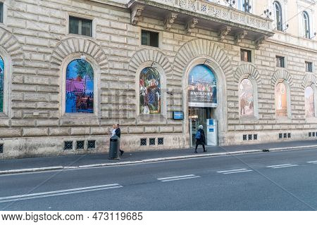 Rome, Italy - December 7, 2022: Palazzo Cipolla Museum.