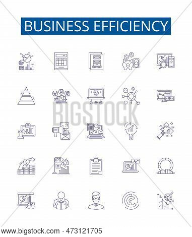 Business Efficiency Line Icons Signs Set. Design Collection Of Profitability, Productivity, Automati