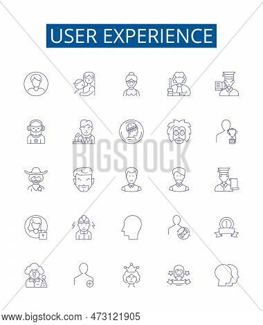 User Experience Line Icons Signs Set. Design Collection Of Usability, Engagement, Design, Interactio