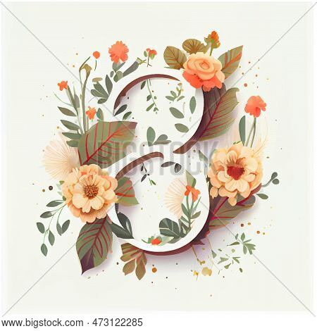 Set Vector Illustration Of Bloming Flowers Isolate Background International Womens Day And Spring Fe