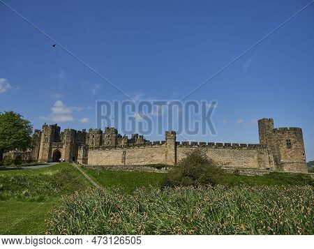 Alnwick, England - 05 19 2018 Alnwick Castle Was Used For Harry Potter Movies As Hogwarts
