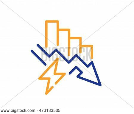 Saving Electricity Line Icon. Electric Power Down Trend Sign. Reduce Consumption Symbol. Colorful Th