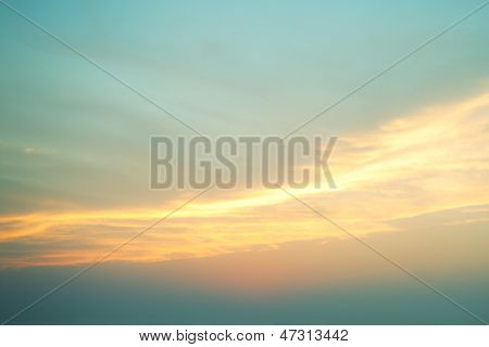 Sky With Cumulus Clouds And A Bright Sun