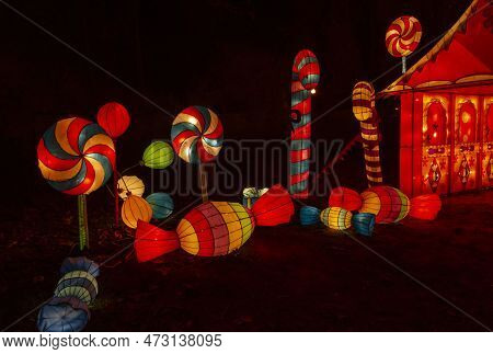 Chinese Lantern Festival Chinese Culture Whimsical Candy And Gingerbread House Landscape Orientation