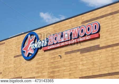 Finestrat, Spain - March 2, 2023: Fosters Hollywood Logo Sign On Fosters Hollywood Restaurant Wall O