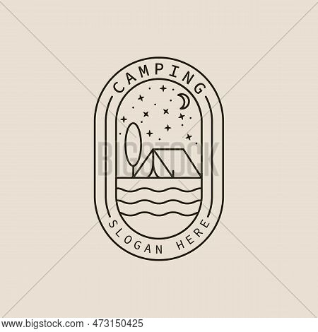 Camping Line Art Logo, Icon And Symbol, With Emblem Vector Illustration Design