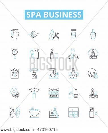 Spa Business Vector Line Icons Set. Spa, Business, Relaxation, Massage, Beauty, Aesthetic, Facial Il