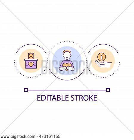 Fundraising For Charity Purposes Loop Concept Icon. Donation For Vulnerable Groups Support Abstract 