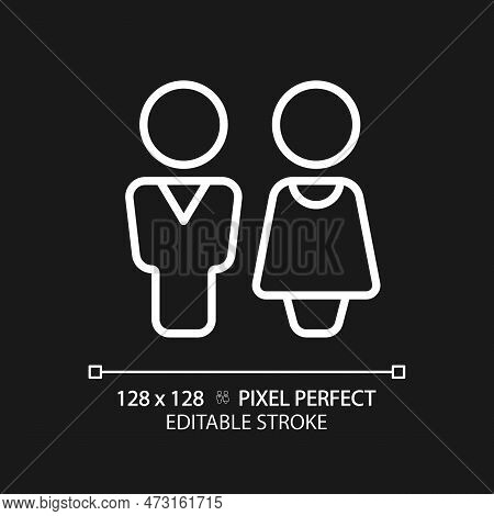 Wc Door Sign Pixel Perfect White Linear Icon For Dark Theme. Restroom Entrance In Public Center. Uni