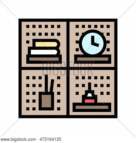 Pegboard Kid Bedroom Color Icon Vector. Pegboard Kid Bedroom Sign. Isolated Symbol Illustration